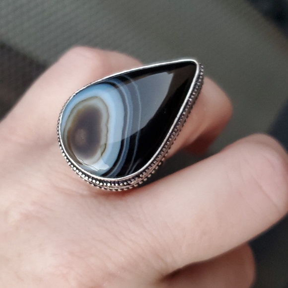New Oversized Botswana Agate 925 Silver Statement Ring. - Picture 4 of 16